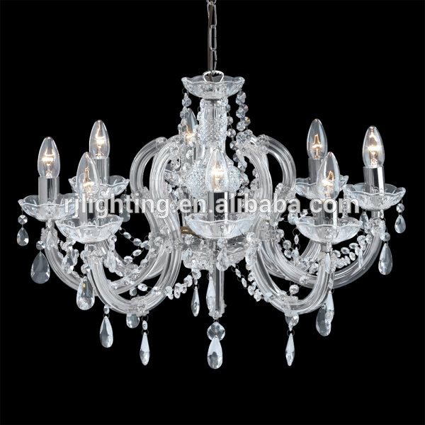 24 lights traditional Baccarat style chrome glass arm pendant light chandelier crystal hanging candle light