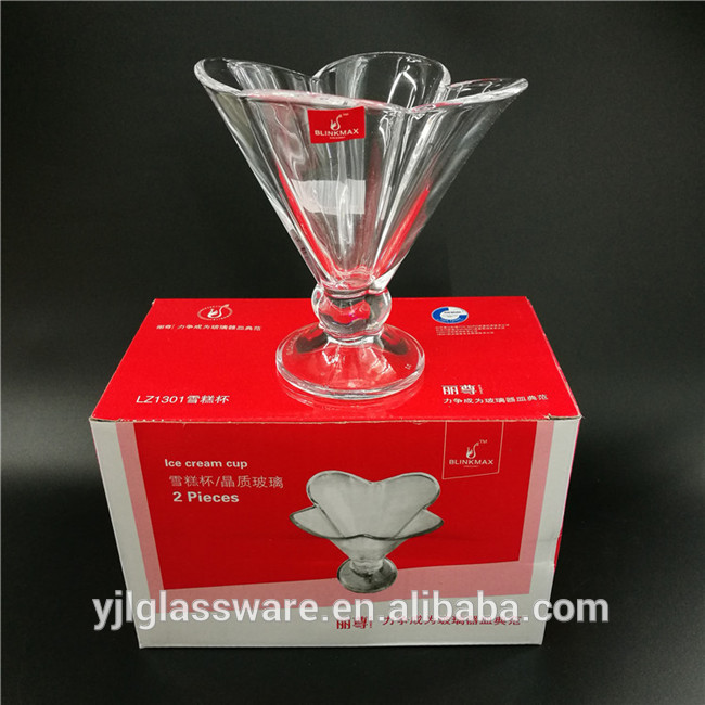 hot selling top quality 200ml flower shaped ice cream glass cup