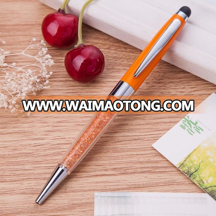 crystal promotional advertisement business signature of ballpen with touch screen head stylus ballpoint pen