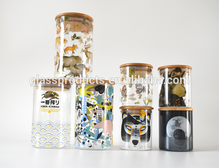 OEM / ODM Handmade Borosilicate Glass Food Jar With Bamboo Lid