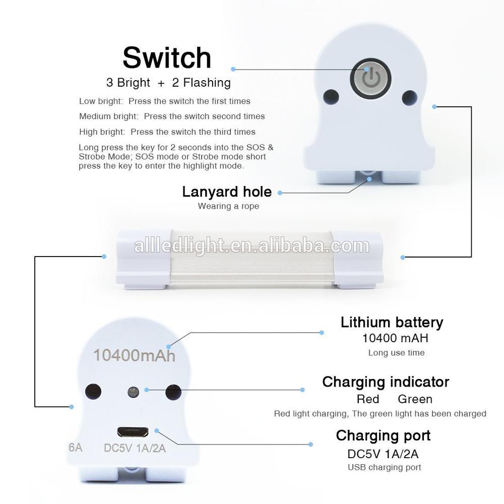 Multifunctional magnet LED emergency light flashlight 5 Modes outdoor lamp mini lantern camping light Portable tube rechargeable