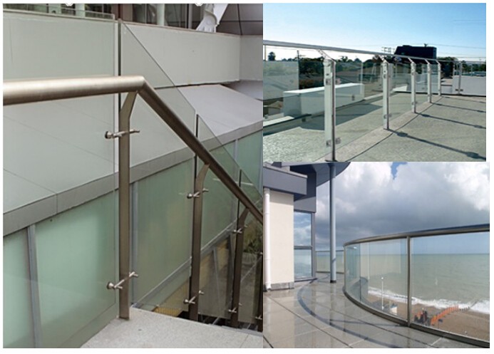 Closed balcony glass safety fence panels decorative garden fencing with galvanized steel balustrades