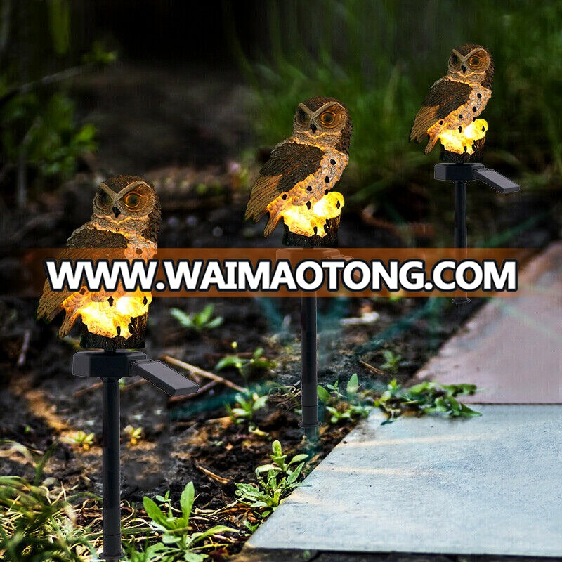 Outdoor Garden Solar Powered Resin Owl Ornament Decorative LED Light Lawn Lamp