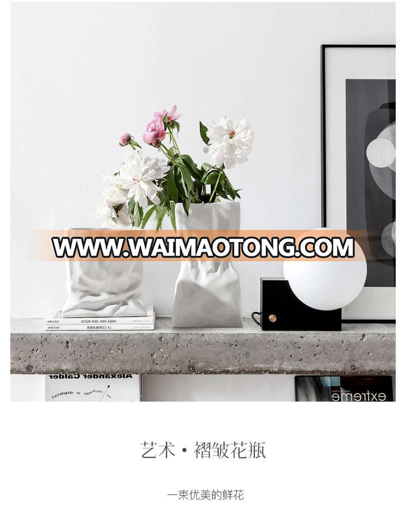 Simplism modern nordic style marble effect ceramic art and craft  home decor flower vase for wedding decoration