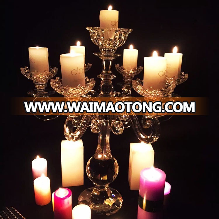 7 arms large wedding crystal candelabra tea light for table center piece