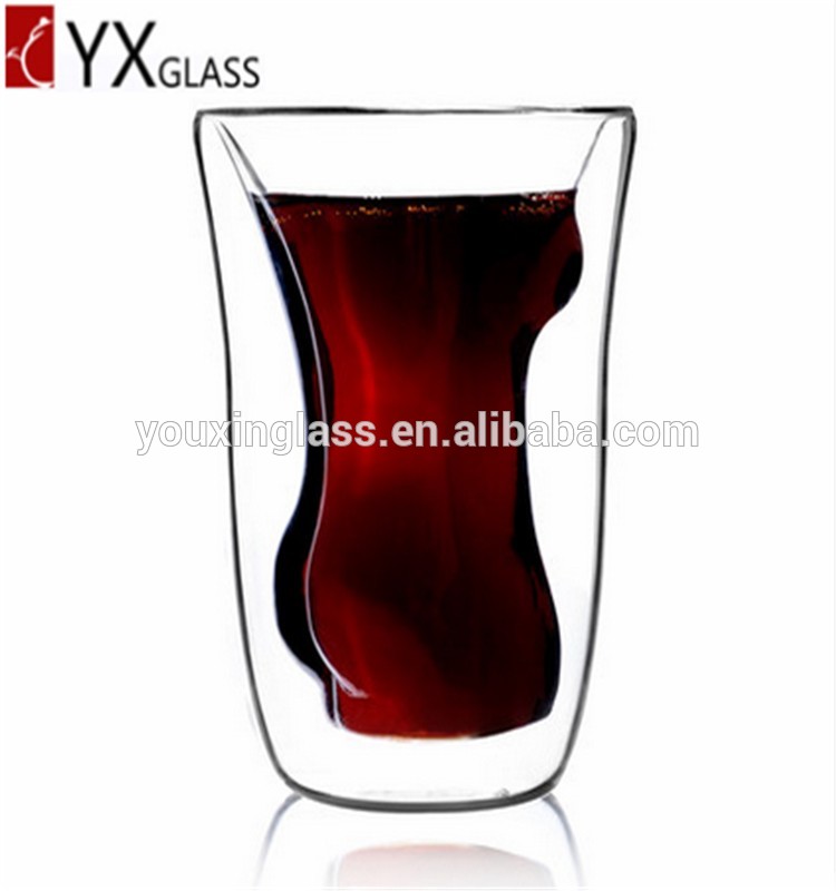 Creative sexy lady shape double wall beer glass cup