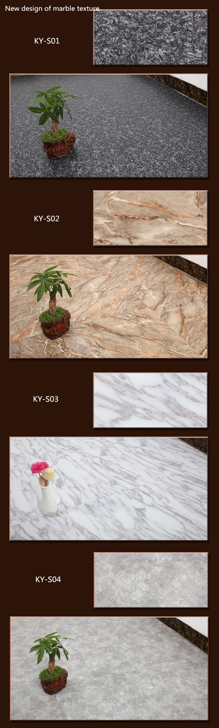 March promotion new design marble stone design LVT vinyl floor tile