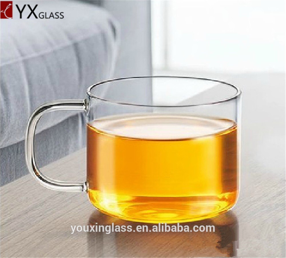 2016 New Design borosilicate glass tea cups with handle handmade glassware drinking juice milk beer coffee cups glass mugs