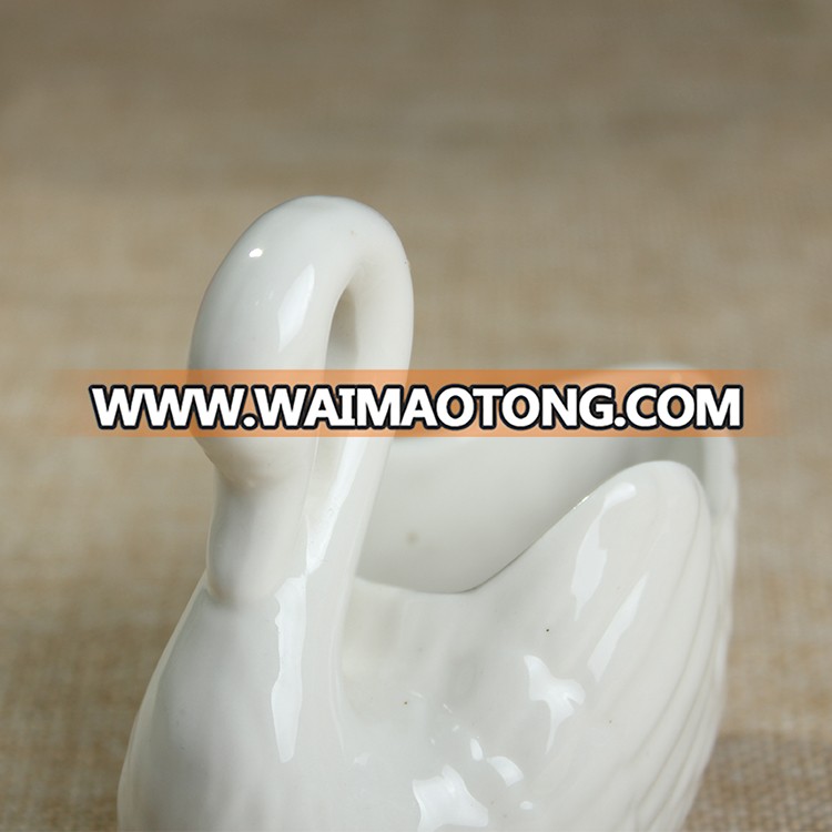 hand painted swan shape custom logo ceramics flower pots