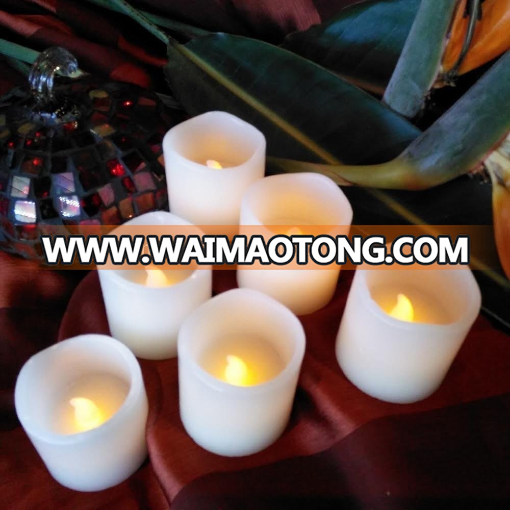 Battery Operated LED Flameless Unscented Ivory Wax CANDLE Yellow Flame Candles with Remote