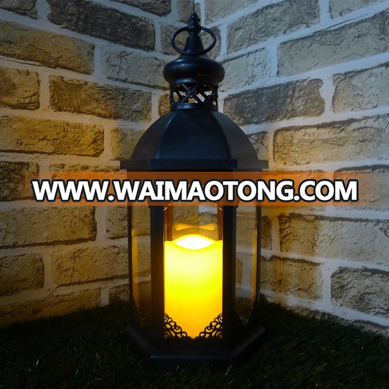 Plastic antique lantern with led candle