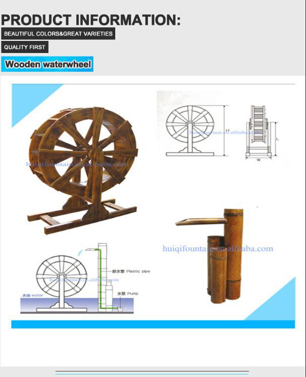 HUIQI Wholesale Outdoor High Quality Wooden Water Wheel Garden Decorative Fountain