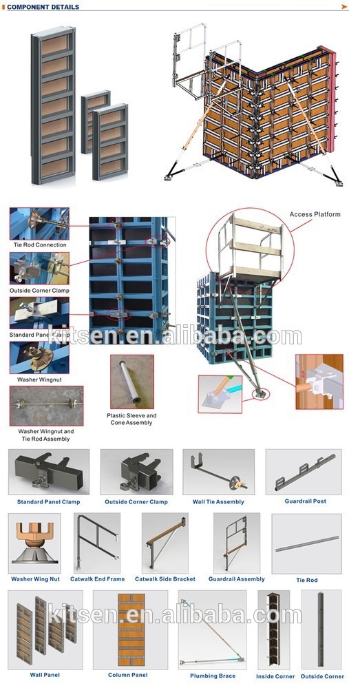 K100 Wallform System Aluminum Wall Formwork System for Wall and Column Concrete Pouring