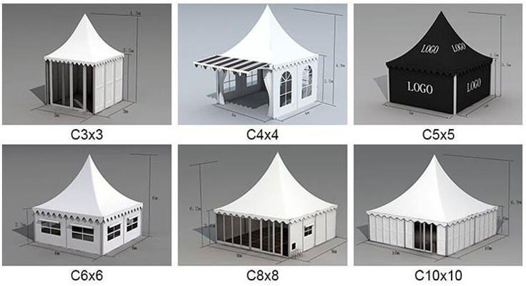 High Quality 6x6m Outdoor aluminum Pagoda marquee tent for event 4x4m tent