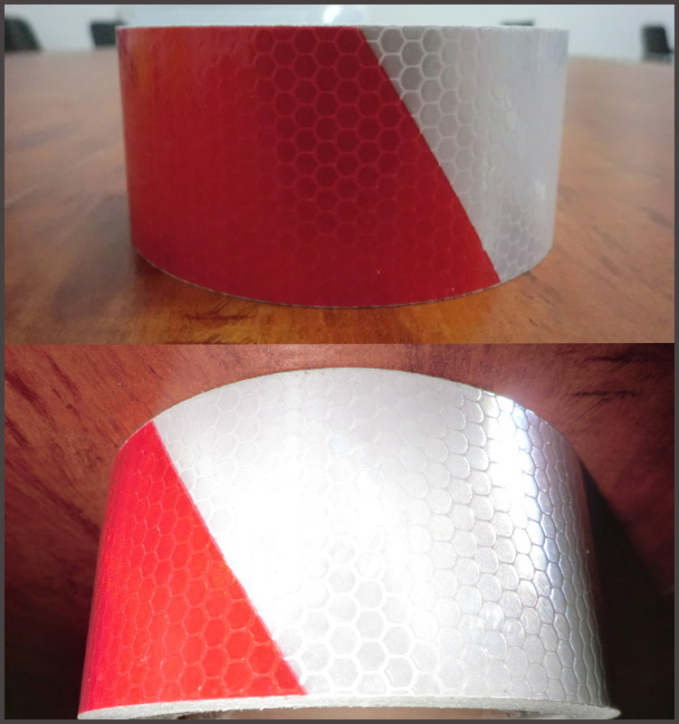 Honeycomb Red White Reflective Hazard Tape For Warning