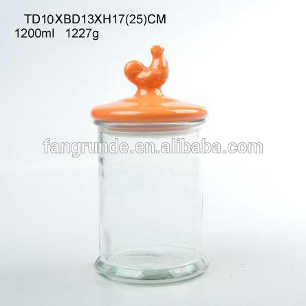 1.2L round shape wholesale Glass Storage Jar for candy