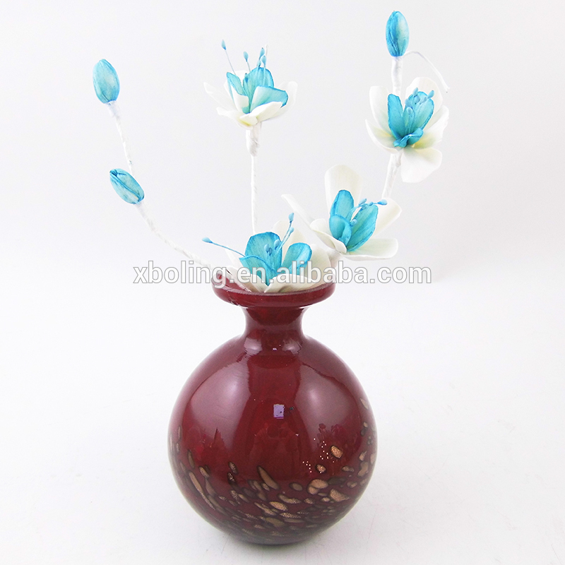 new year handcraft flower reed diffuser and red hand made vase glass bottle gift set