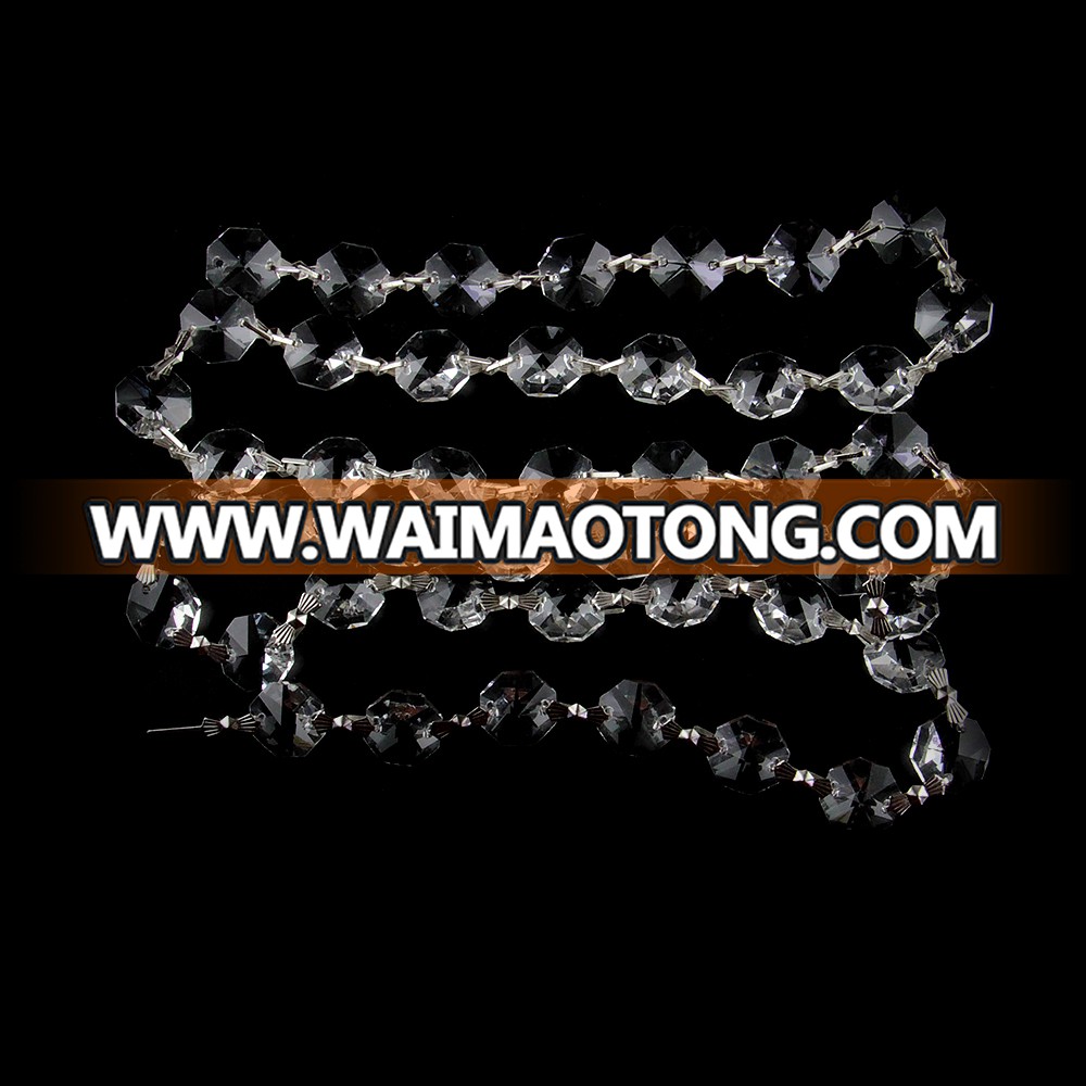 14MM clear octagon beads garland strand with silver butterfly buckles for wedding decoration beautiful hot sales