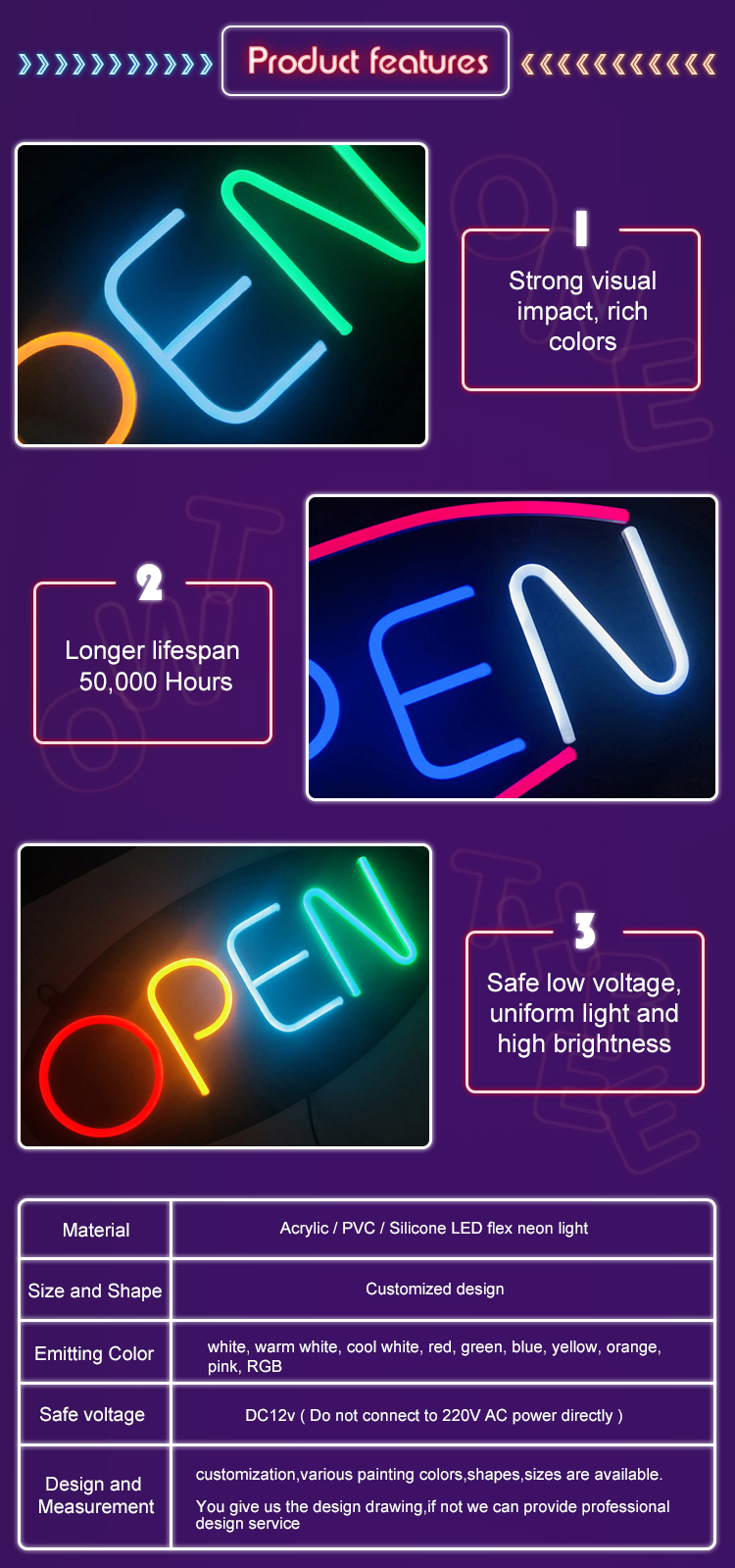 China Waterproof IP65 Led Neon Open Sign