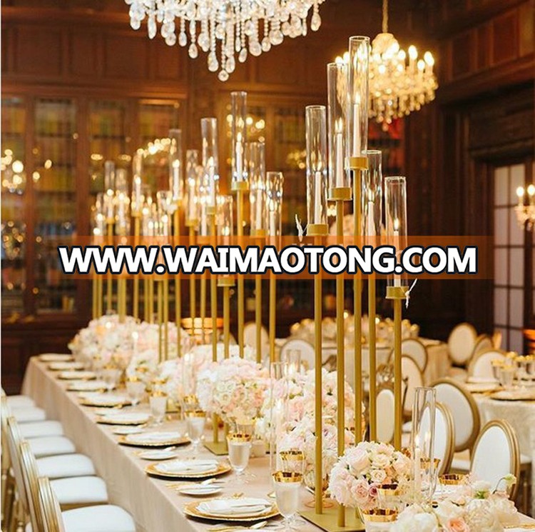 8 arms gold metal candlestick holder centerpieces for wedding table