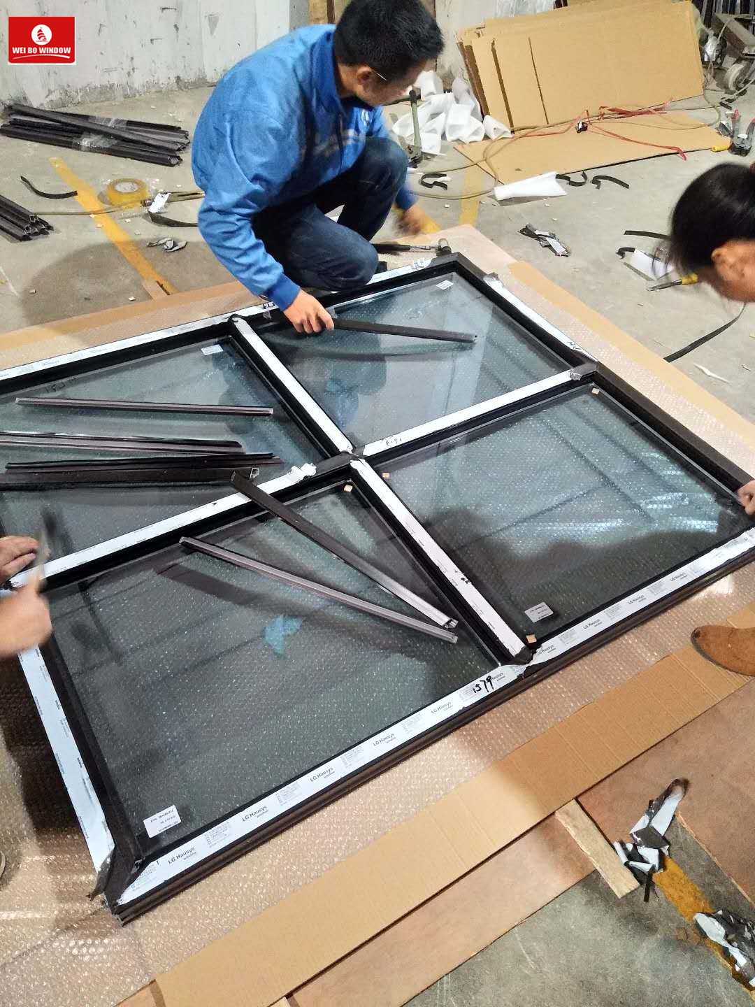 New American style PVC Double low e tempered black casement glass Window for hot sale