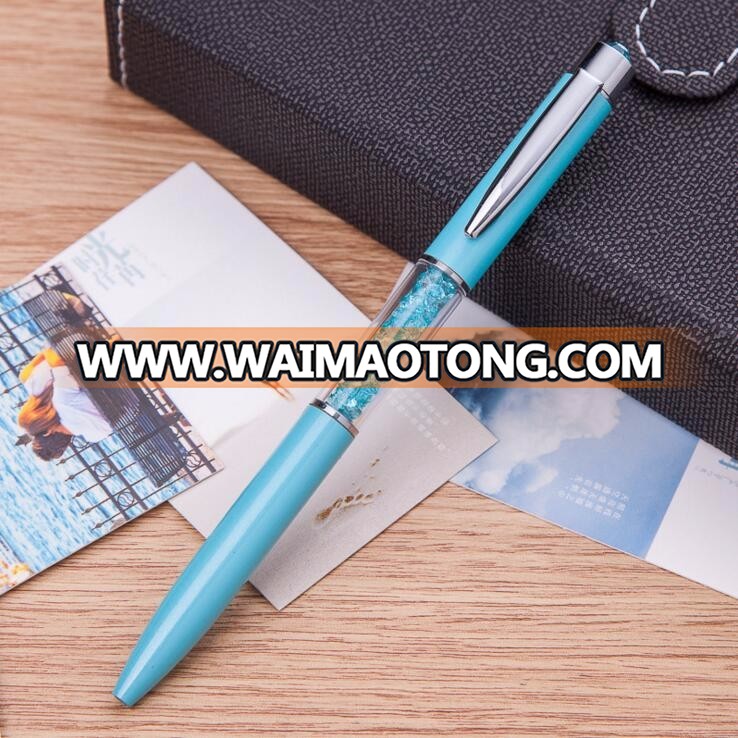 crystal diamond on top metal body promotional advertising ballpoint pen business signature office ball pen