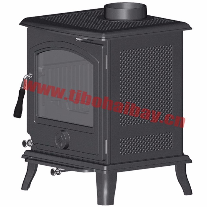 Indoor heating secondary air and combustion cast iron wood burning stove