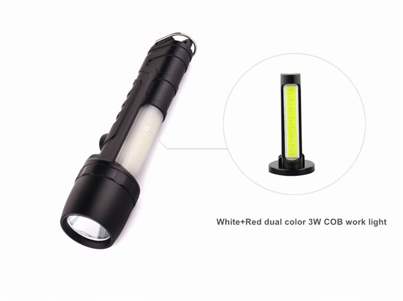 Aluminium alloy multipurpose 2 Light Sourse white yellow light super fire portable beacon magnet mini flat led cob flashlight