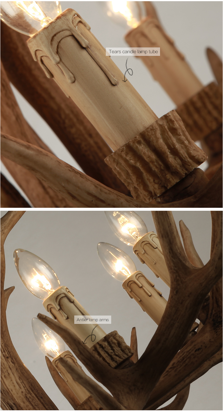 New American Country Style Modern 8 Lights Chain Antler Chandelier