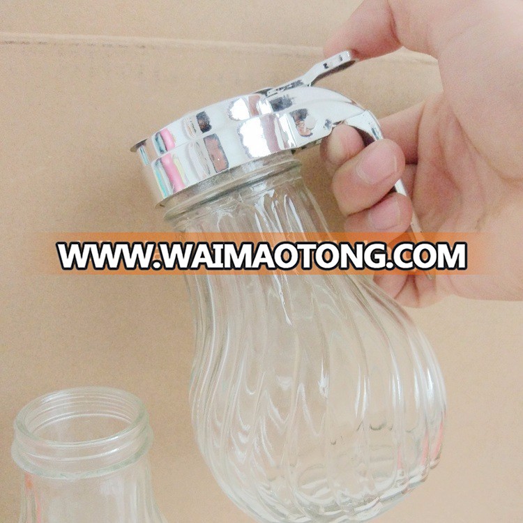 Daily 16oz 8oz 4oz glass honey dispenser ribbed glass jar