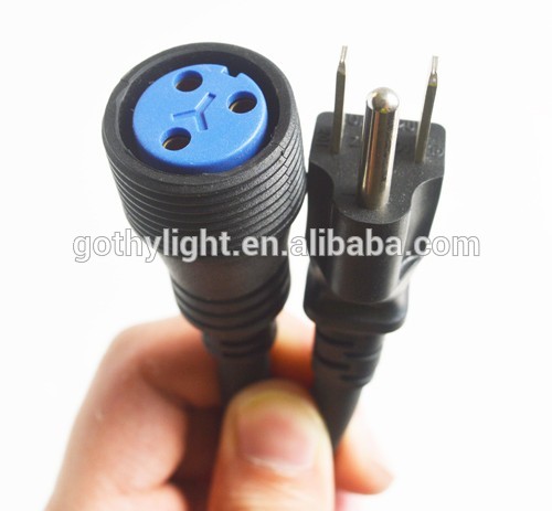 Waterproof Power Cable Adapter IP65 to Edison 1 Meter Long Standard United States Version