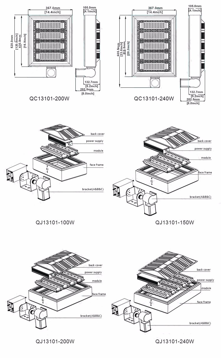 IP65 Waterproof Industrial 100 Watt Led Shoe Box Light