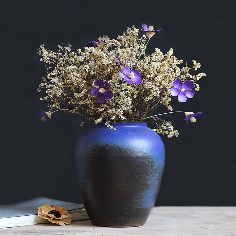 Modern Chinese rough pottery mini ceramic flower pot