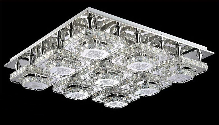 Square modern luxury LED crystal ceiling lamp