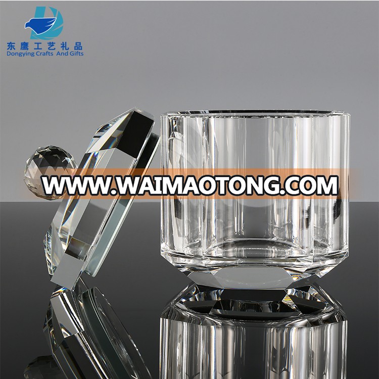 Round Clear Luxury Crystal Glass Jar Wholesale Crystal Jars