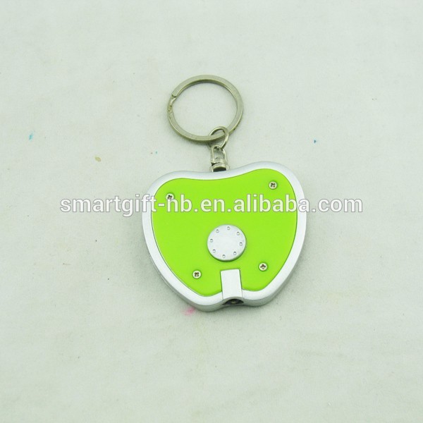 apple shape led flashing light keychain customized logo