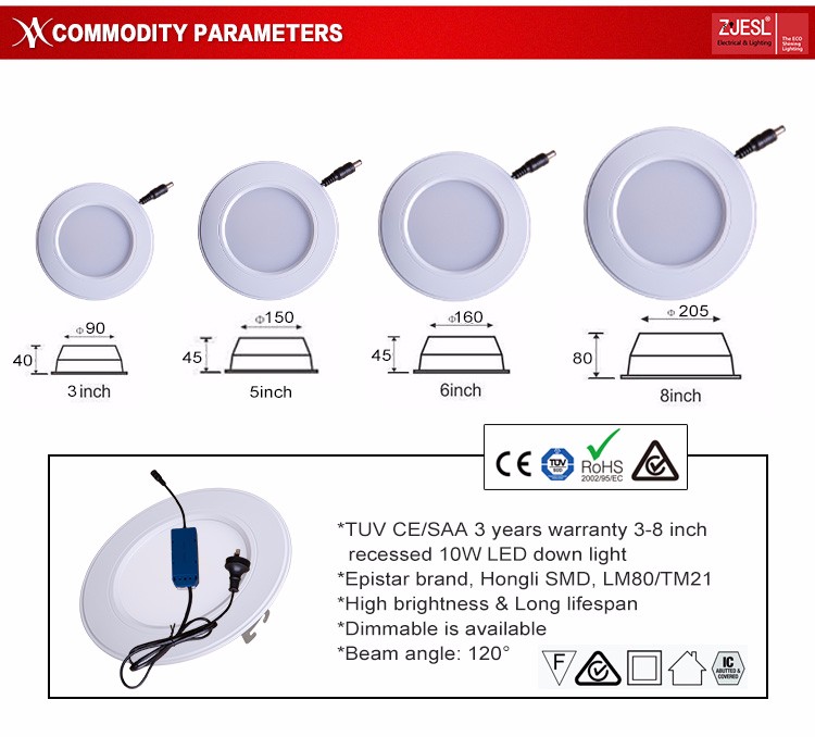 saa approved SMD led down light australia 10w