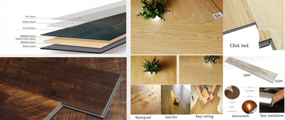 Waterproof Durable Healthy 4mm Interlock Click LVT SPC Flooring