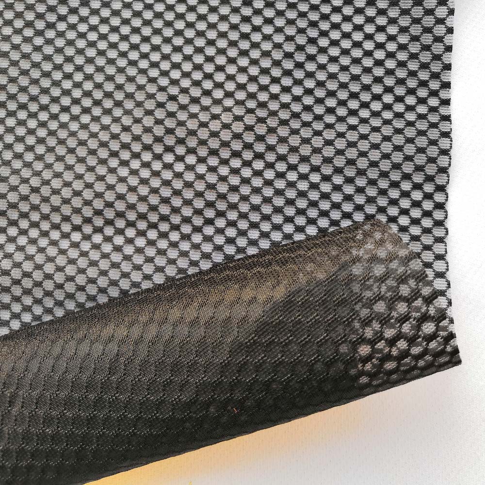 New design 100% Polyester Black square jacquard mesh Hexagonal mesh fabric for sport shoes cloth