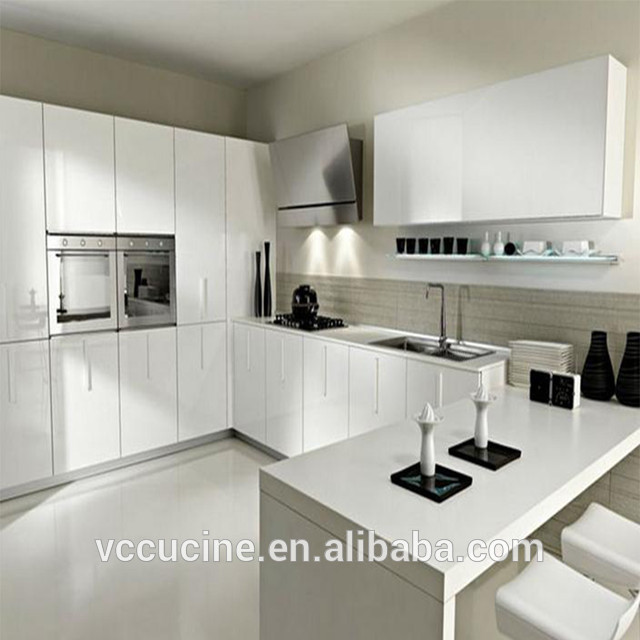 New design frosted glass cheap kitchen furniture set