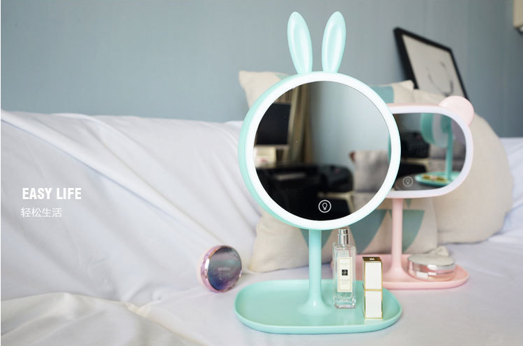 Creative cartoon design mirror lighted table lamp LED makeup mirror