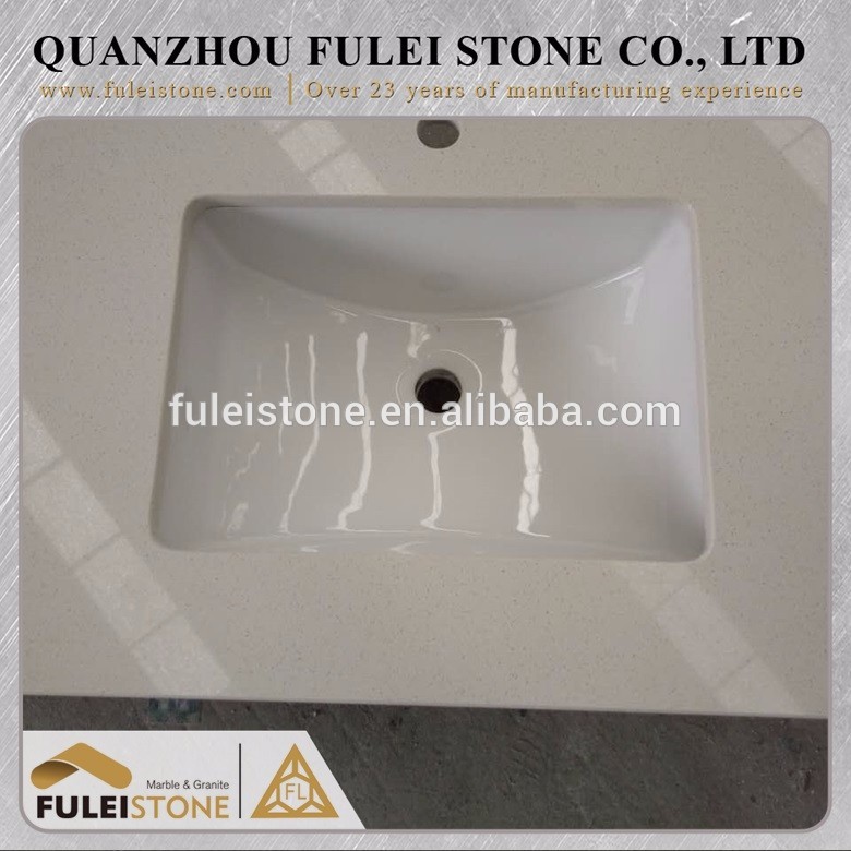 Artificial quartz one piece vanity top bathroom vanity top sink