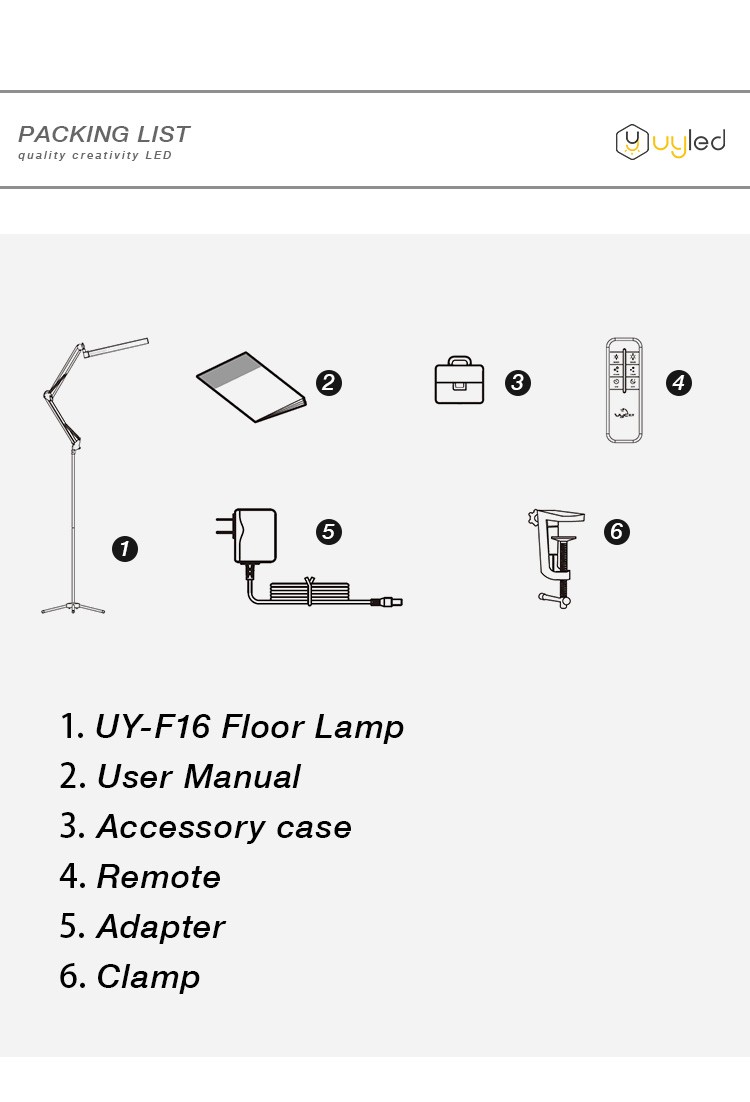 UY-F16 Remote Control Touch Sensitive Dual Light Color 3000K 6000K Flexible Clamp Cosmetic Eye Lash Desk Floor Lamp