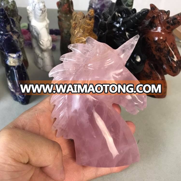 wholesale customized quartz crystal unicorn carvings hand carved