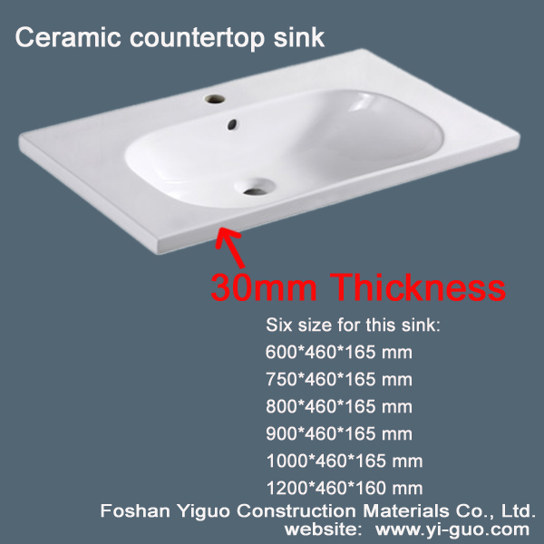 Newest products Bathroom cabinet countertop ceramic sink, Australia style, Feather edge basin, 30mm Thickness