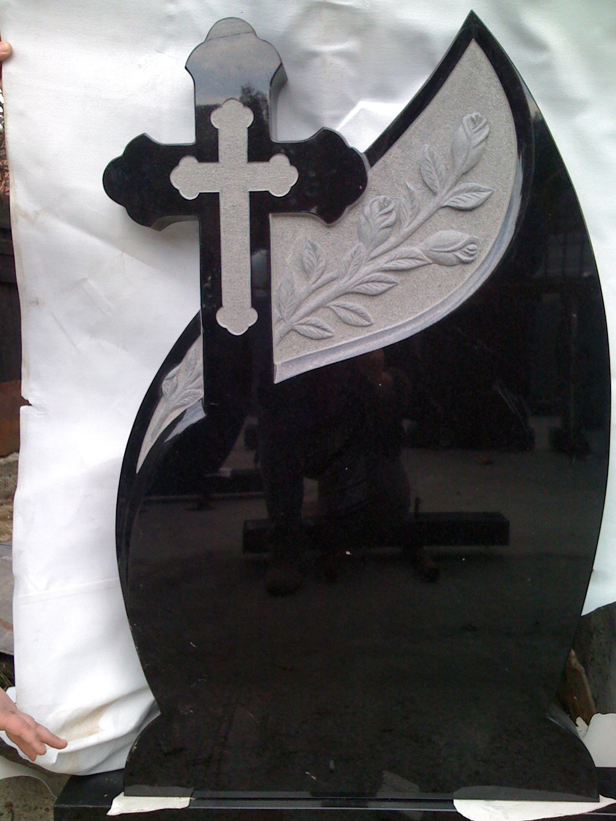 High quality  black granite European style headstone cross designs