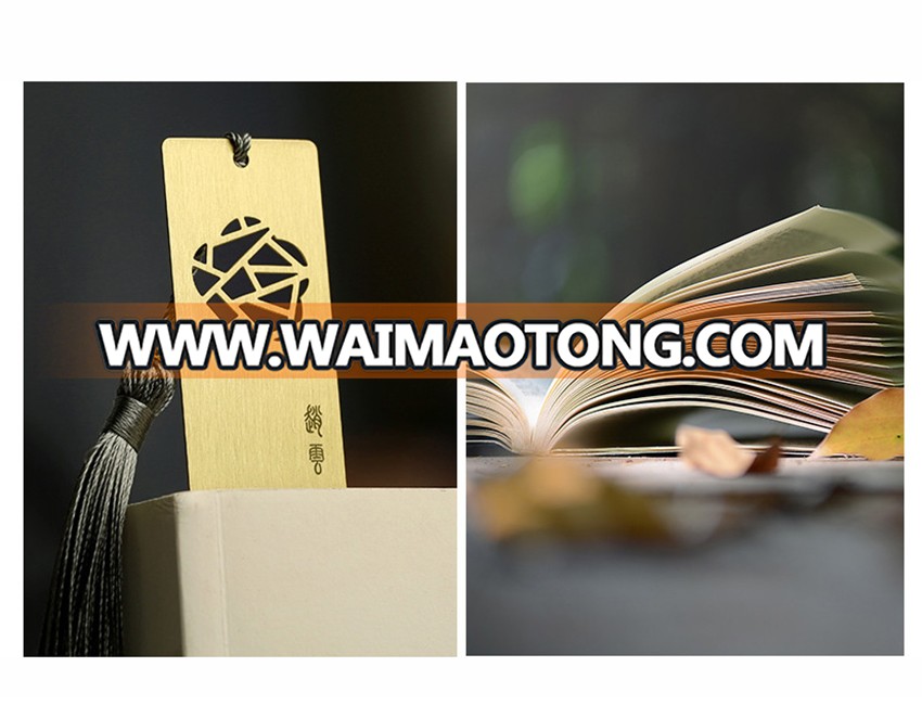 Promotional Gifts Custom Design Brushed Gold Brass Bookmark