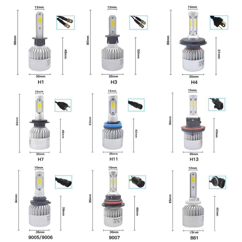 Super bright Car front led headlight bulb S2 8000lm H1 H3 H4 H7 H11 9005 9006