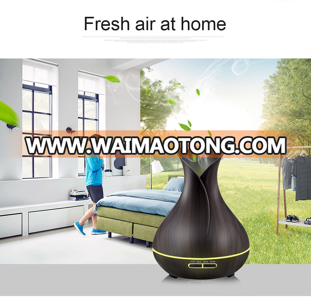 400ml Air Humidifier Essential Oil Diffuser Aroma Lamp Aromatherapy Electric Aroma Diffuser Mist Maker for Home-Wood