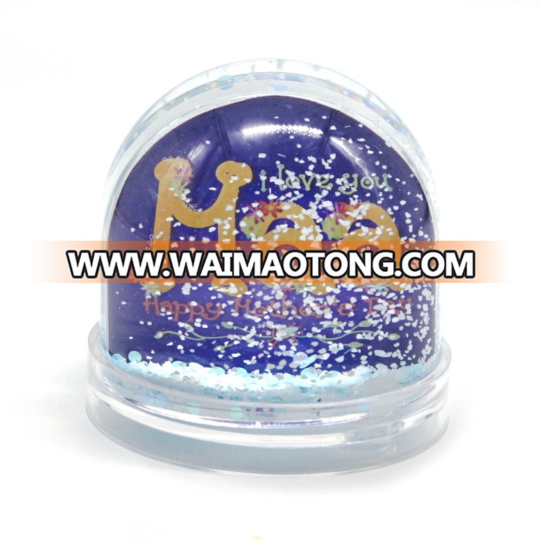 Custom made plastic water globe with photo insert snow globe photo frame